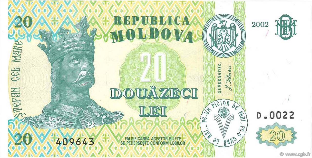 20 Lei MOLDAVIA  2002 P.13e FDC