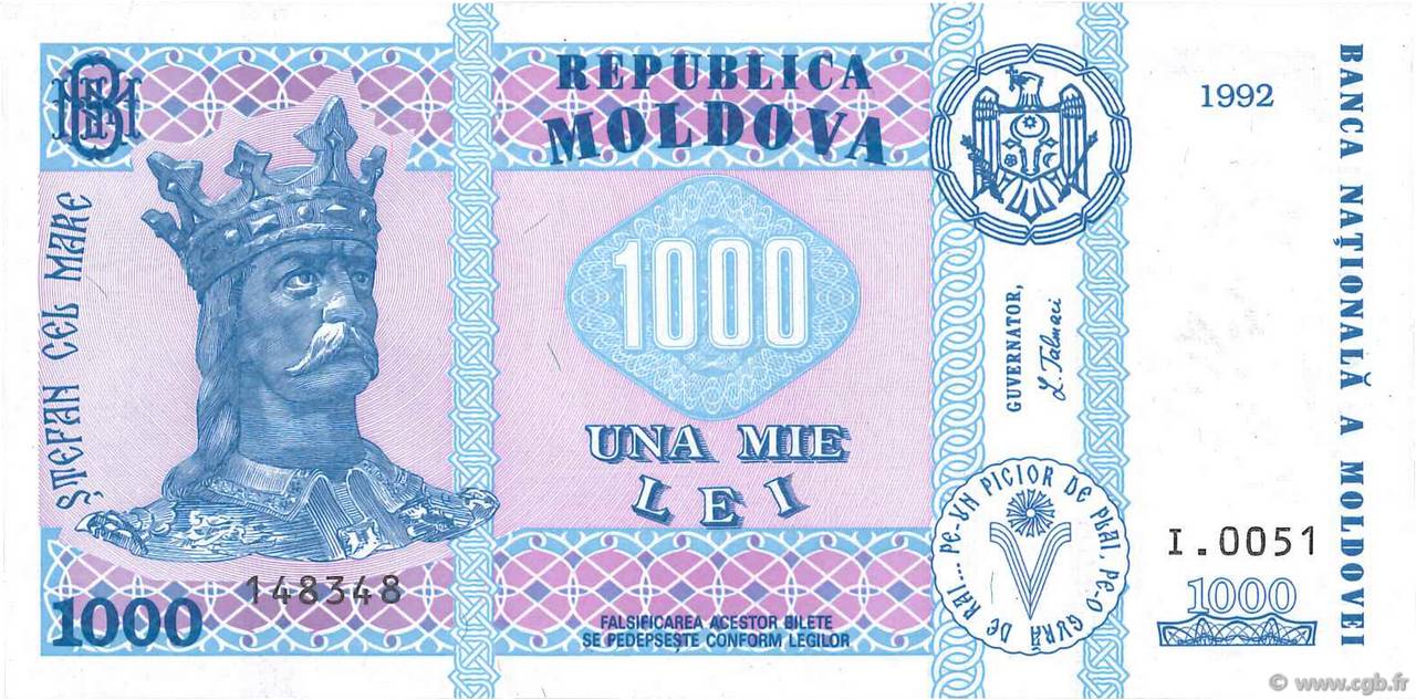 1000 Lei MOLDOVIA  1992 P.18 FDC
