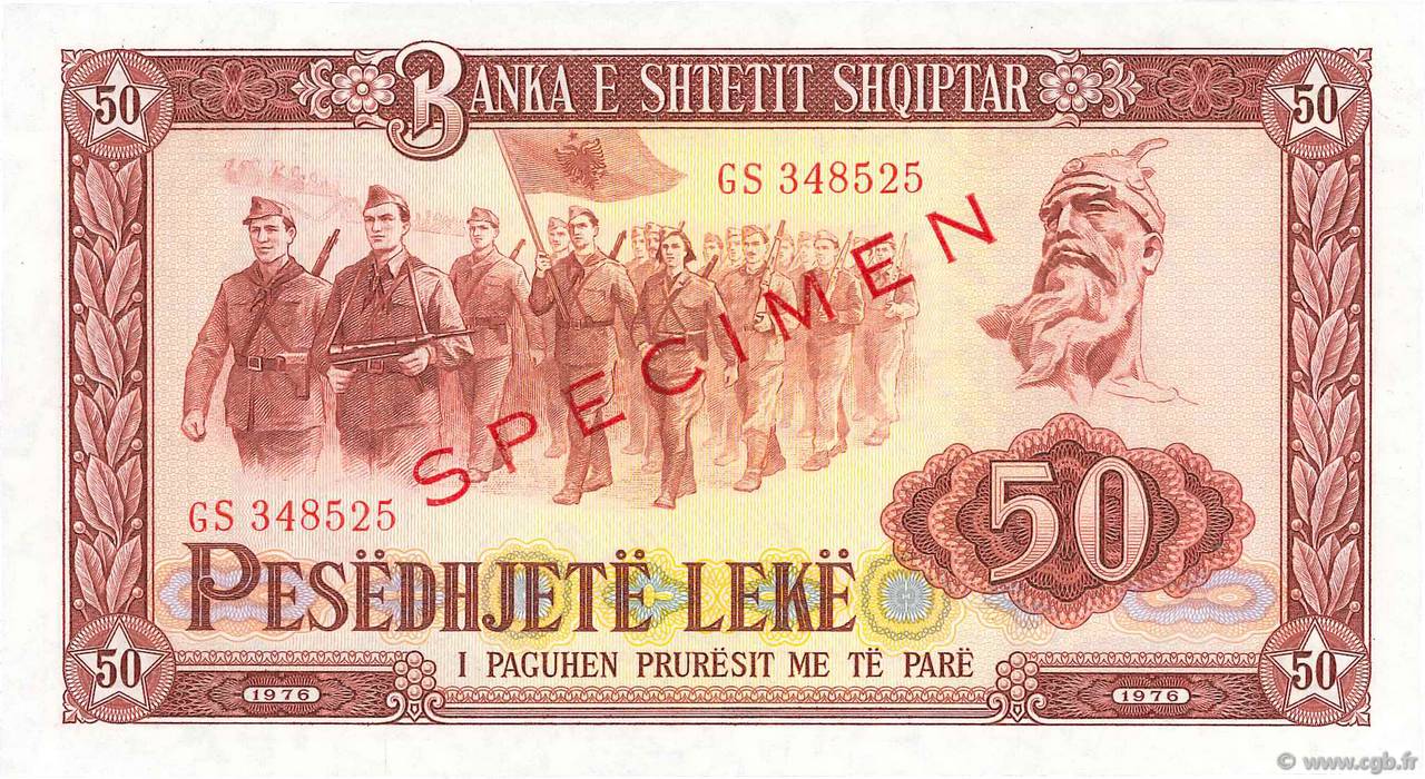 50 Lekë Spécimen ALBANIA  1976 P.45s2 UNC
