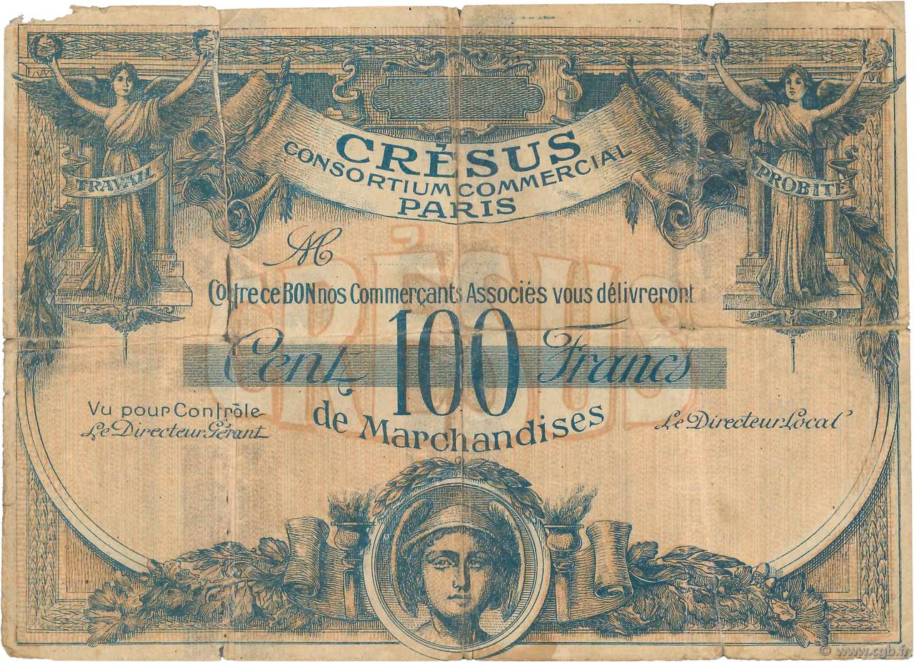 100 Francs de Marchandises FRANCE Regionalismus und verschiedenen  1914  fSGE