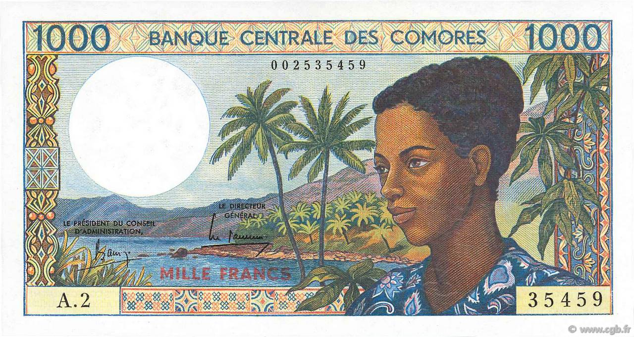1000 Francs COMORE  1984 P.11a FDC