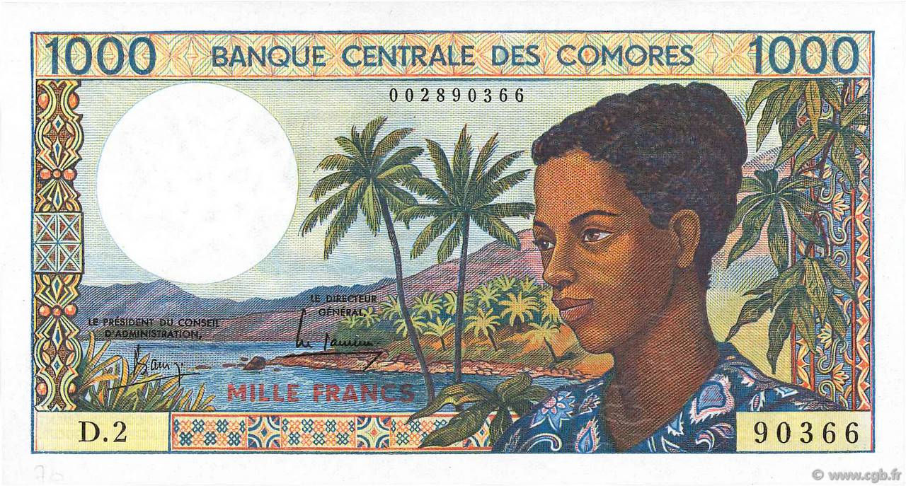 1000 Francs COMORAS  1984 P.11a FDC