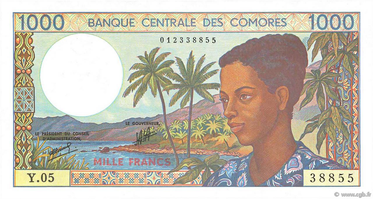 1000 Francs KOMOREN  1994 P.11b2 fST+