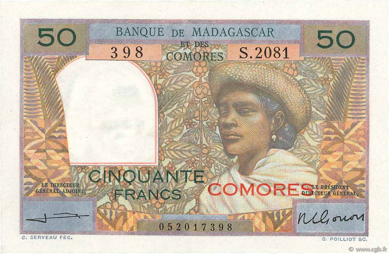 50 Francs KOMOREN  1963 P.02b2 fST