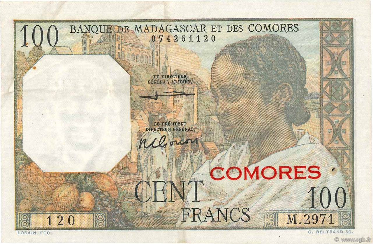 100 Francs COMORAS  1963 P.03b2 MBC