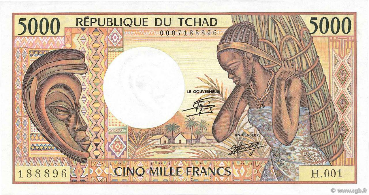 5000 Francs CHAD  1984 P.11 EBC+