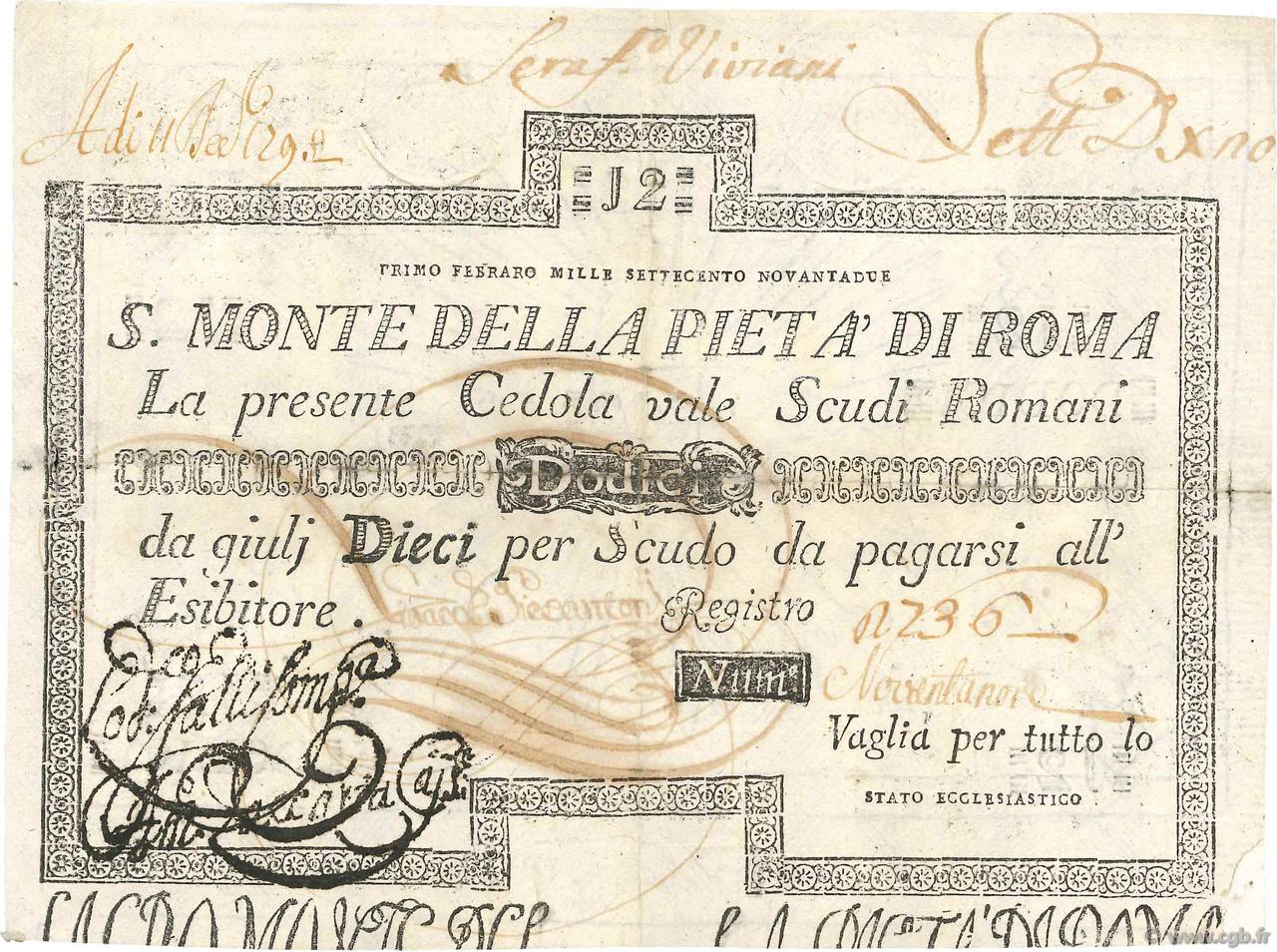 12 Scudi ITALIA  1794 PS.310 BB