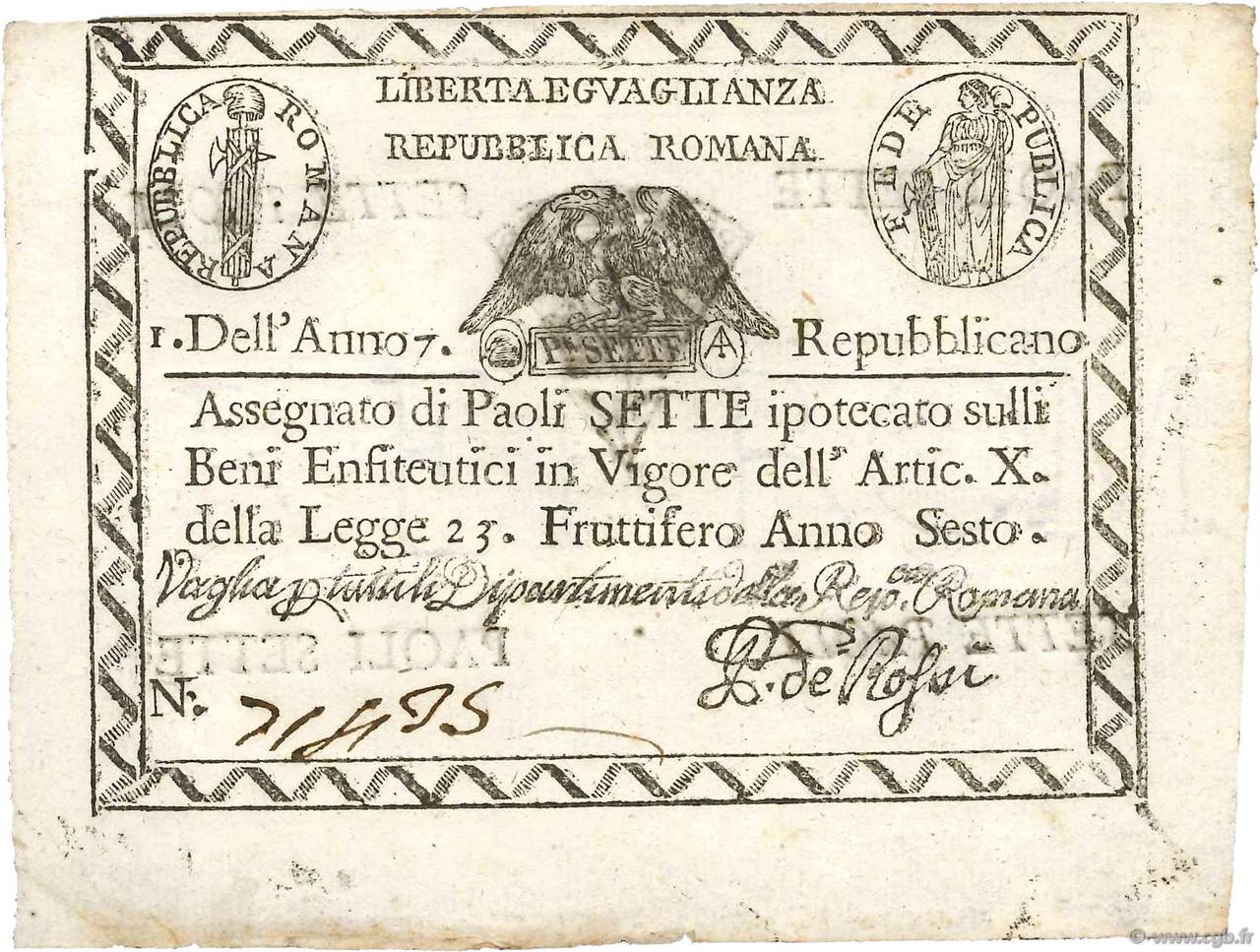 7 Paoli ITALY  1798 PS.537 AU