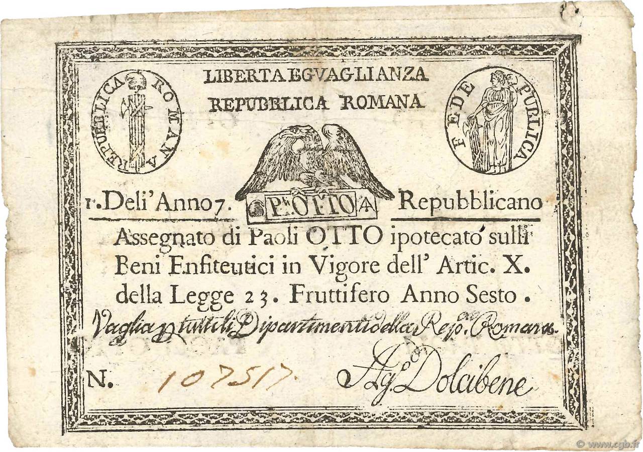 8 Paoli ITALY  1798 PS.538 VF