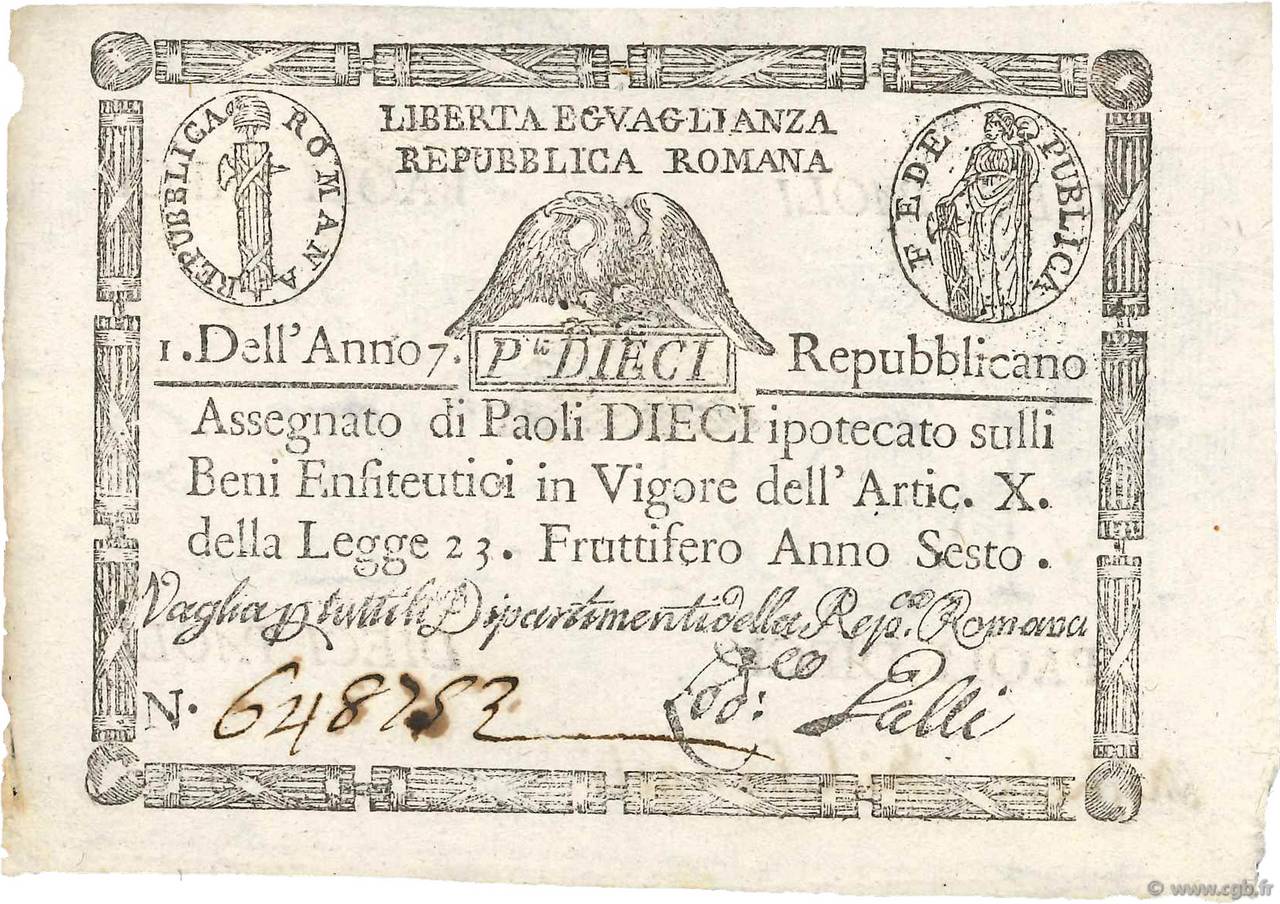 10 Paoli ITALIA  1798 PS.540a SC