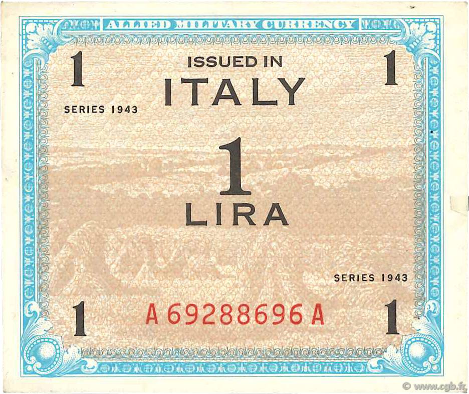 1 Lire ITALY  1943 PM.10a XF