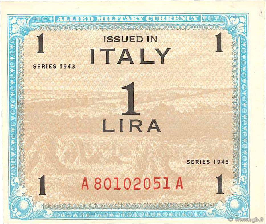 1 Lire ITALY  1943 PM.10a UNC-
