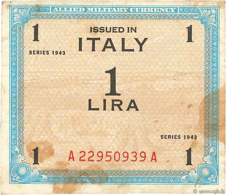 1 Lire ITALIEN  1943 PM.10b fSS