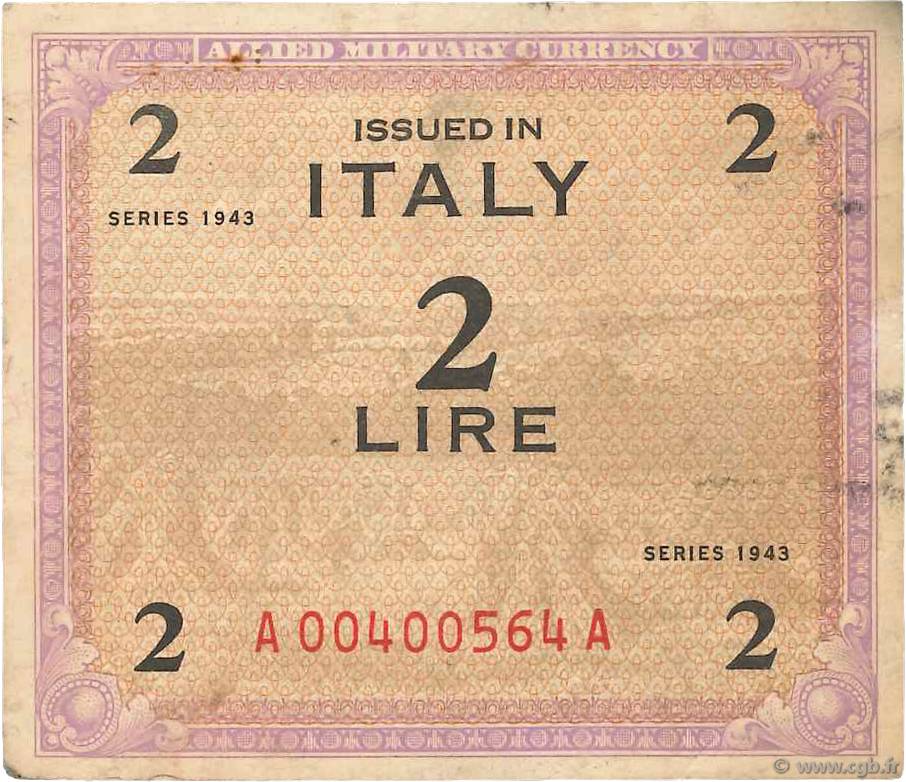 2 Lire ITALIEN  1943 PM.11a fSS