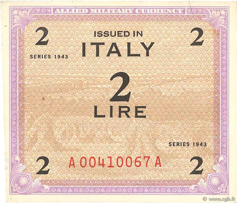 2 Lire ITALY  1943 PM.11a XF