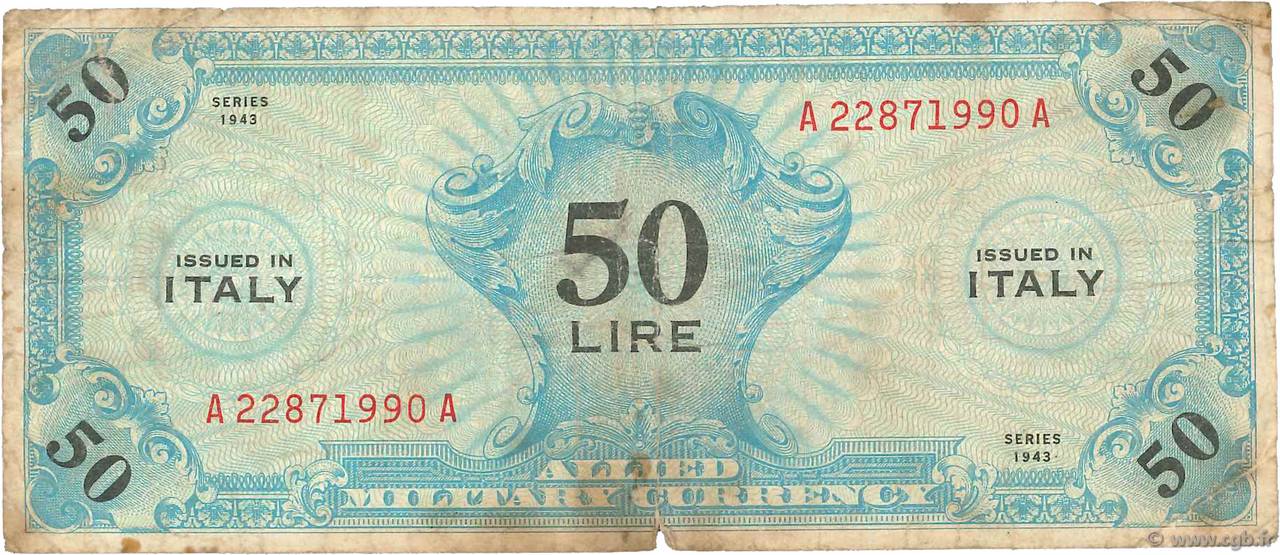 50 Lire ITALIA  1943 PM.14a RC