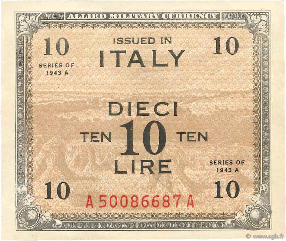 10 Lire ITALY  1943 PM.19a XF