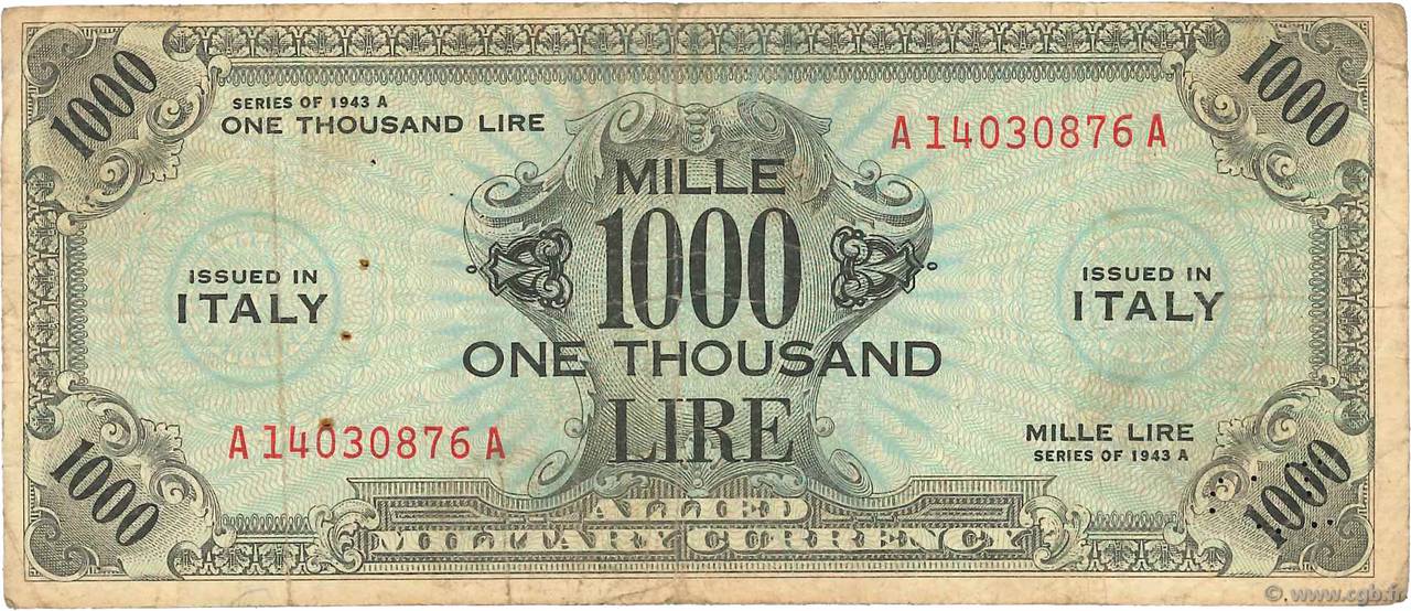 1000 Lire ITALIA  1943 PM.23a q.MB