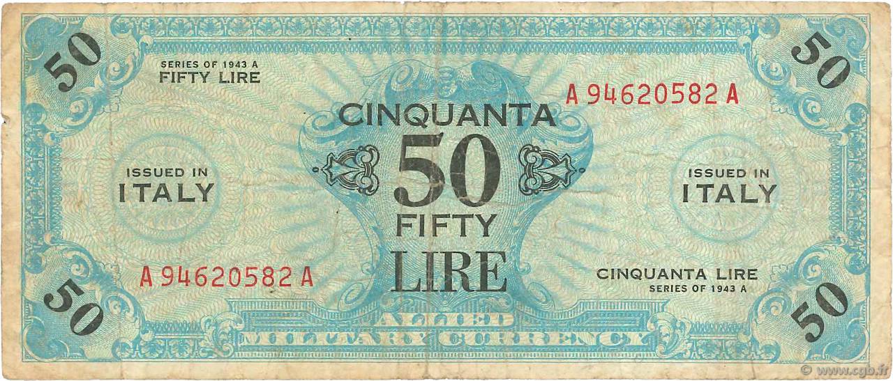 50 Lire ITALIA  1943 PM.20a MB