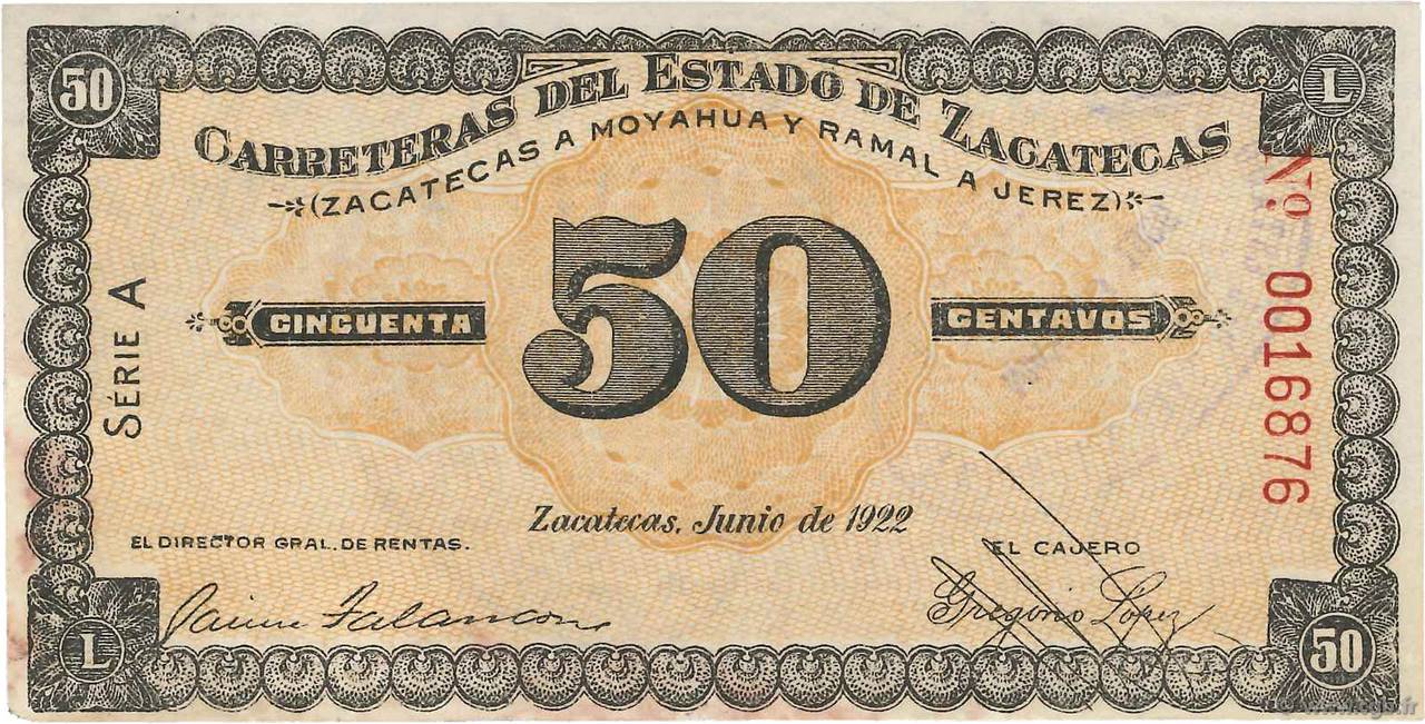 50 Centavos MEXICO  1922 P.- AU-