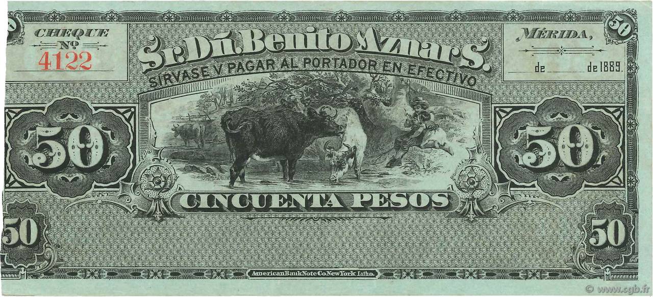 50 Pesos MEXICO  1889 P.- MBC+