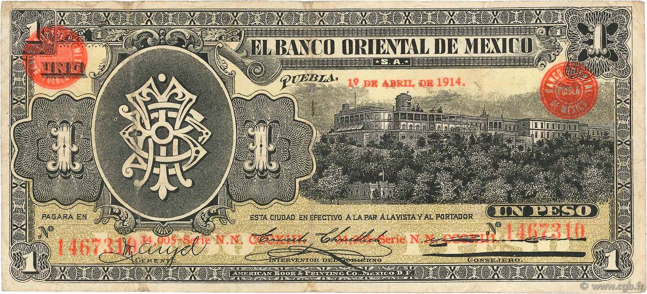 1 Peso MEXICO Puebla 1914 PS.0388a F