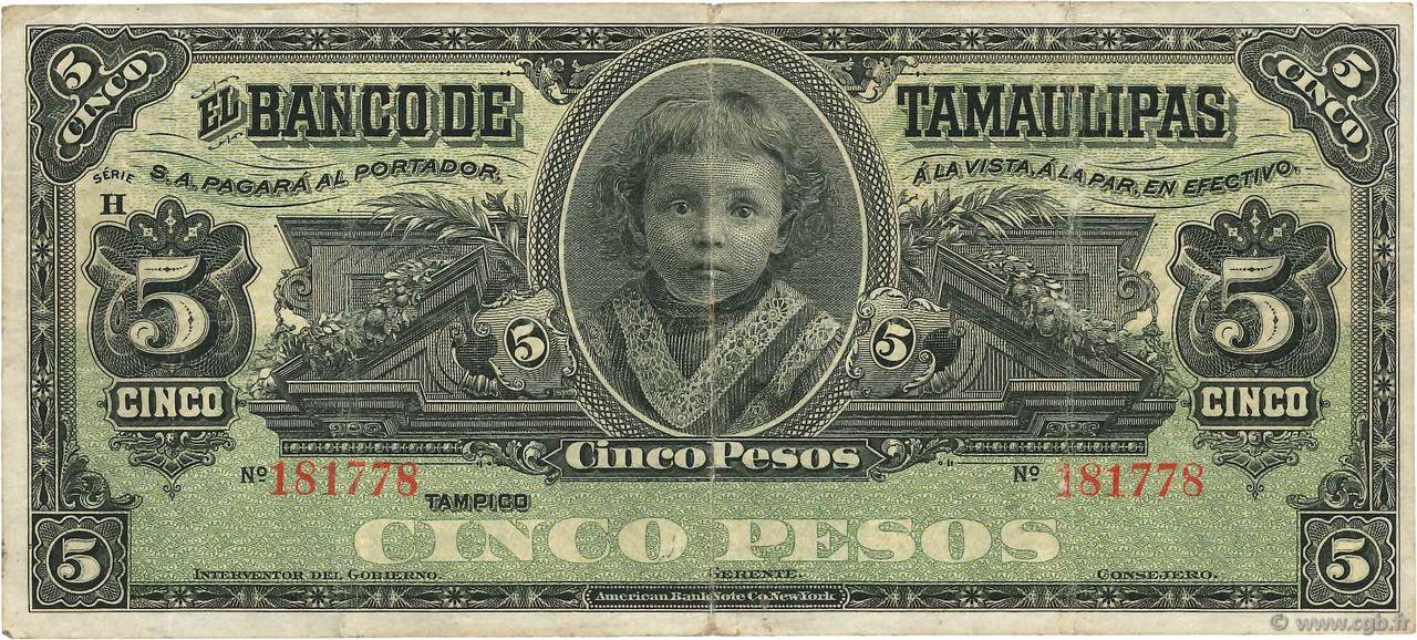 5 Pesos MEXICO  1902 PS.0429d S