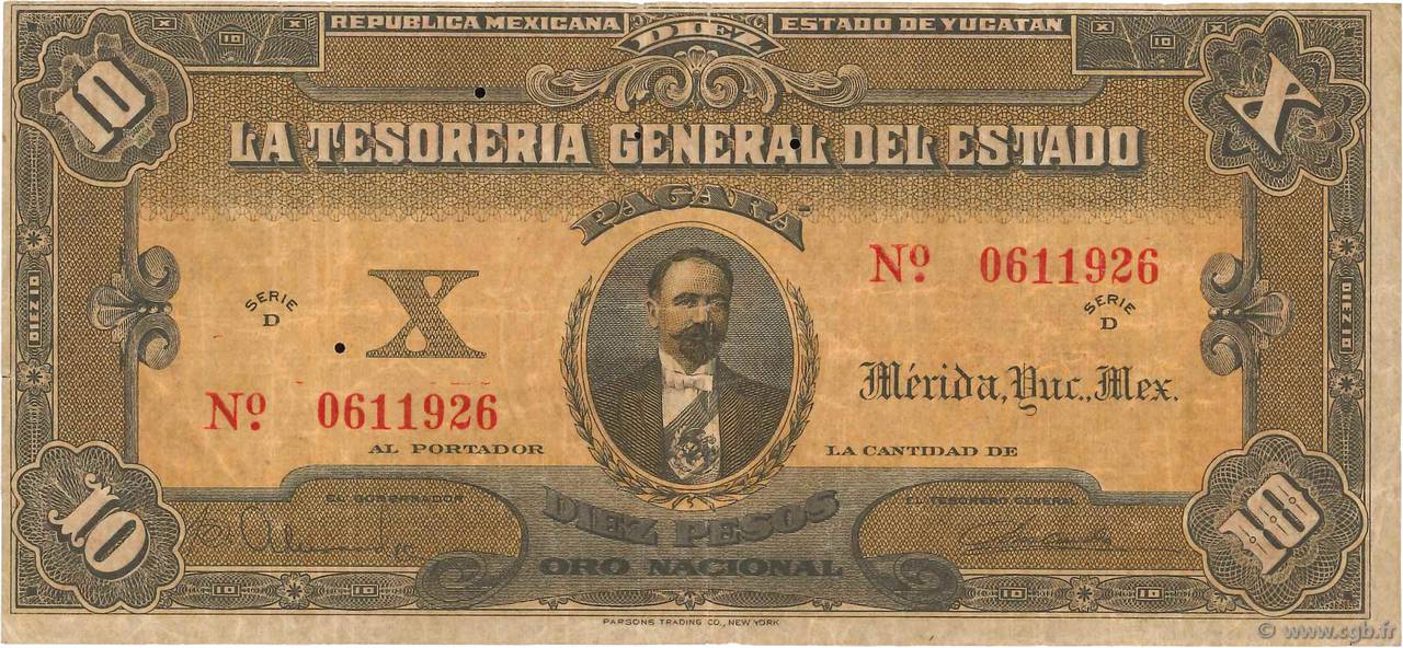 10 Pesos MEXICO Merida 1916 PS.1138 BC