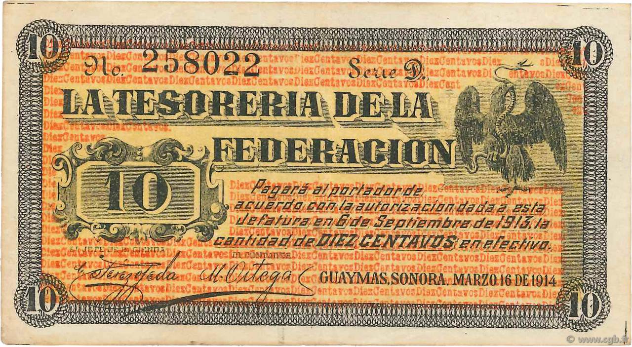 10 Centavos MEXICO Guaymas 1914 PS.1058 EBC
