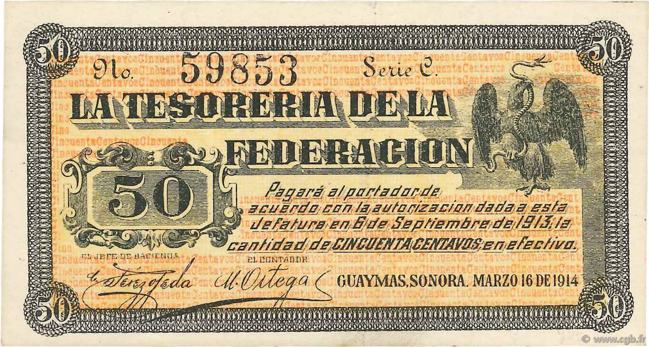 50 Centavos MEXIQUE Guaymas 1914 PS.1059a SPL