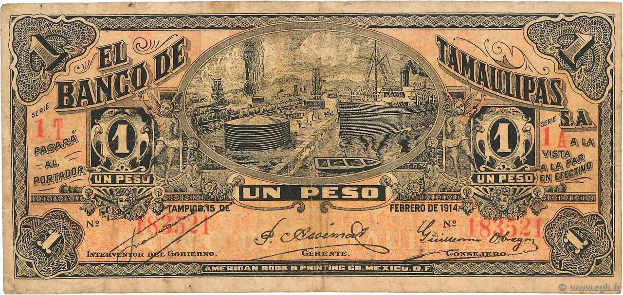 1 Peso MEXICO  1914 PS.0436 BC