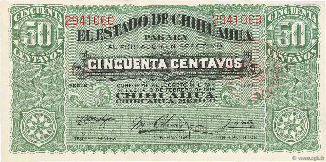 50 Centavos MEXICO  1914 PS.0528c AU