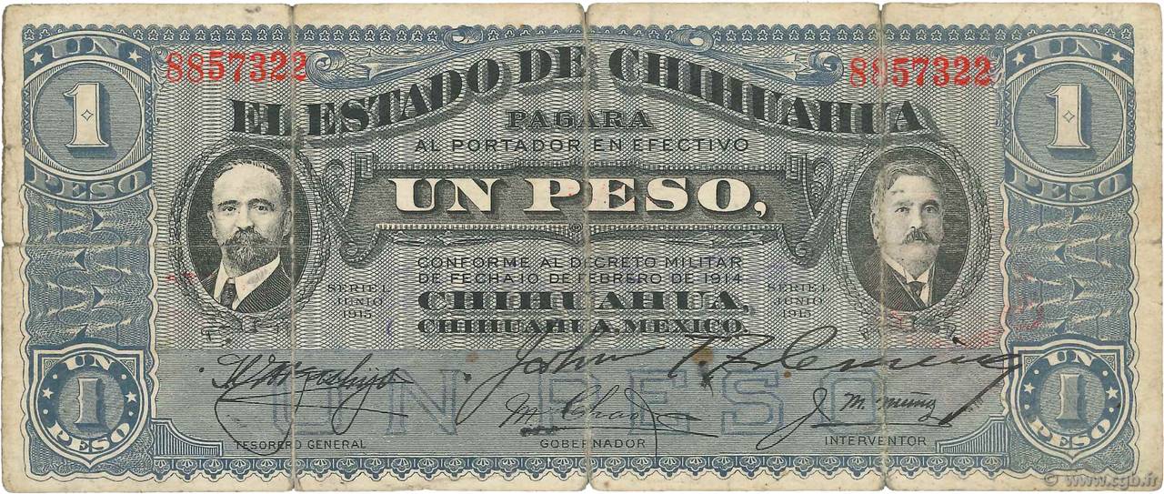 1 Peso MEXICO  1915 PS.0530d F