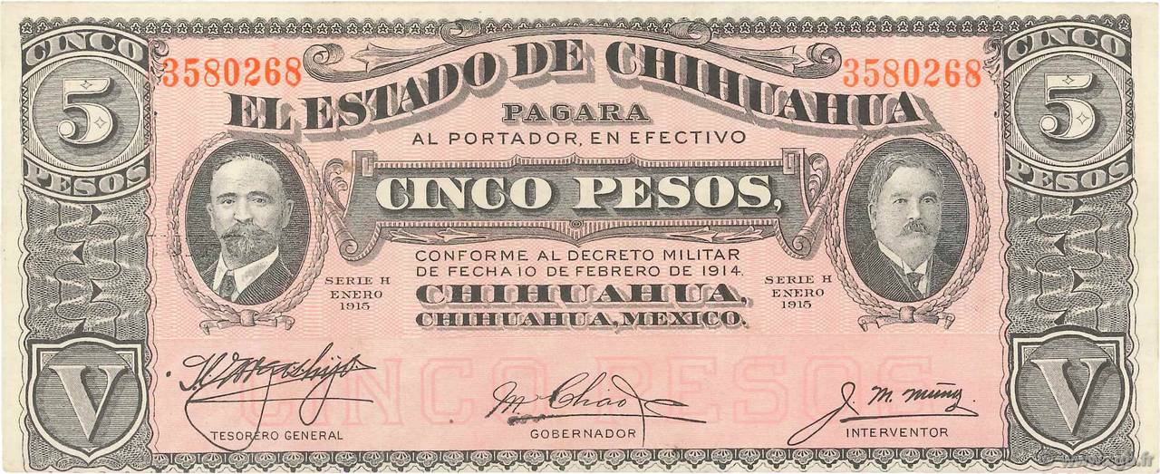 5 Pesos MEXICO  1915 PS.0532a XF