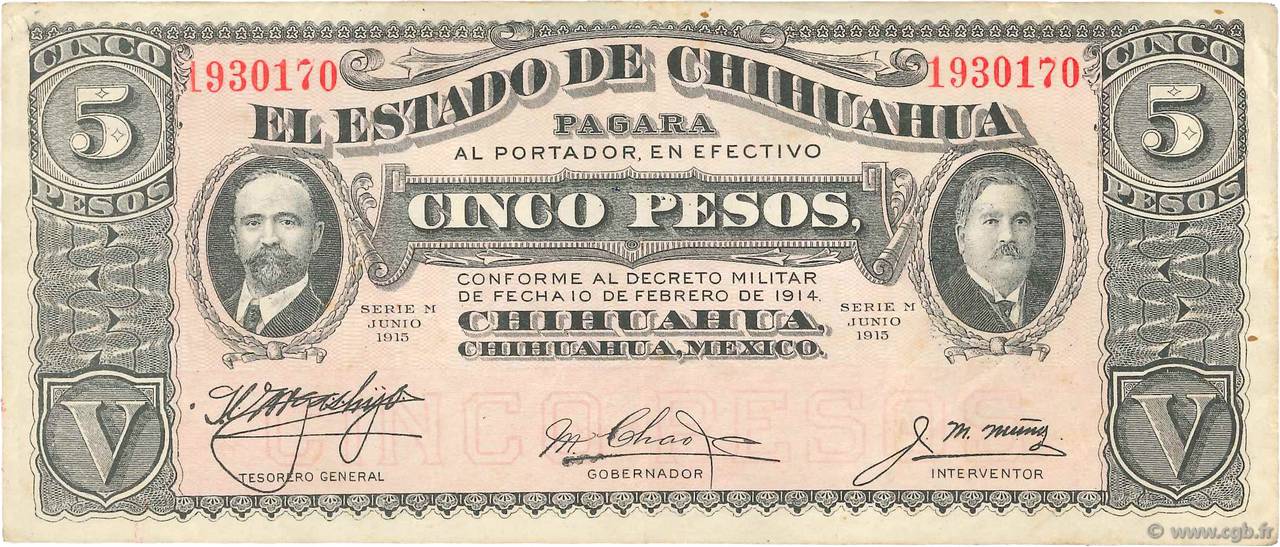 5 Pesos MEXICO  1915 PS.0532A VF