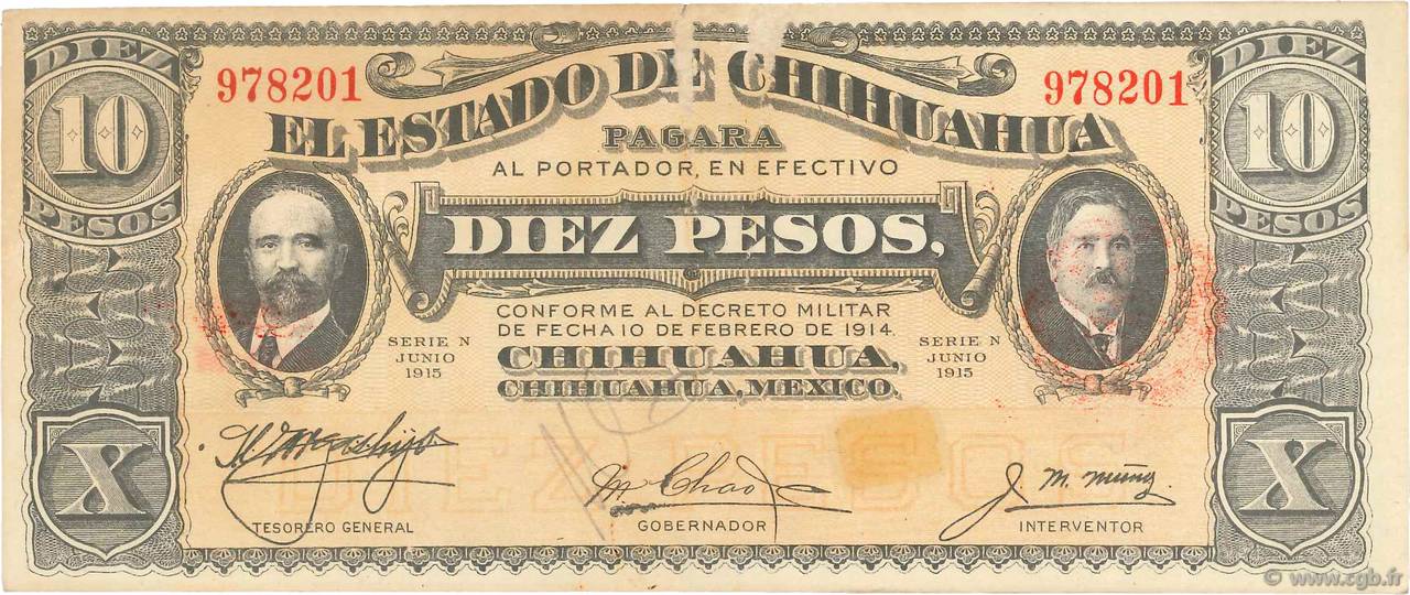 10 Pesos MEXICO  1915 PS.0535a SS