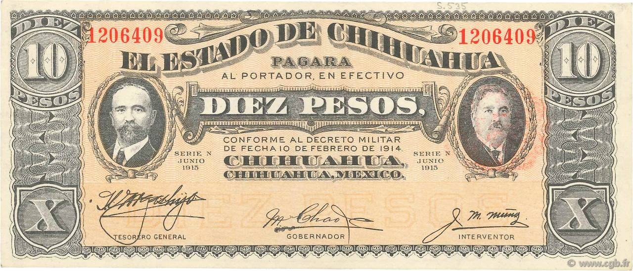 10 Pesos MEXICO  1915 PS.0535a XF+