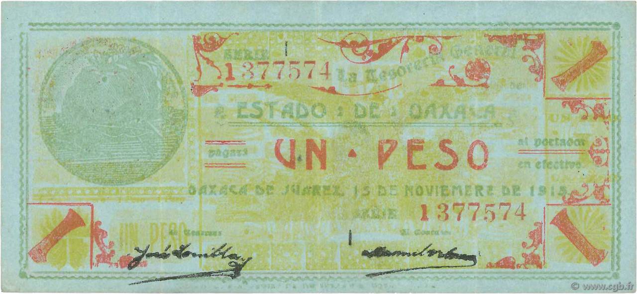 1 Peso MEXICO  1915 PS.0953c VF