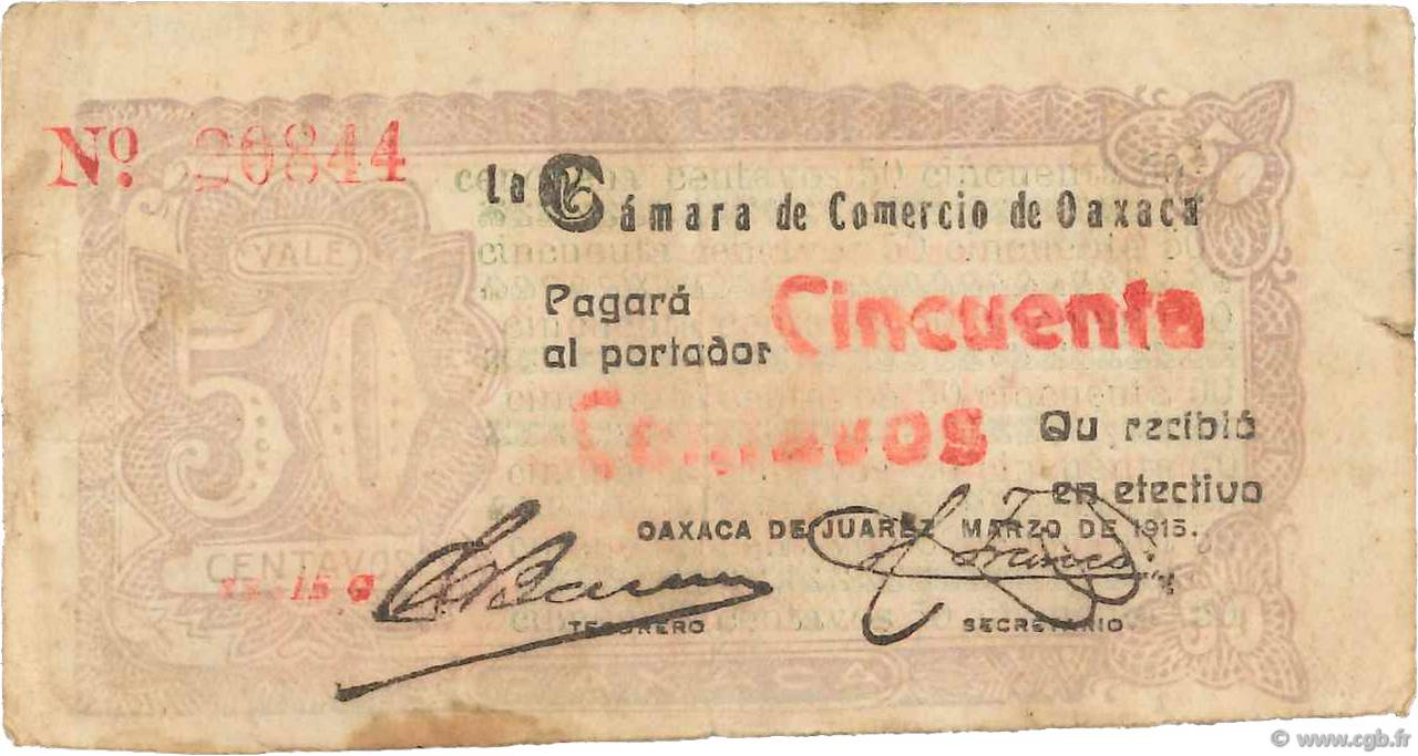 5 Pesos MEXICO Oaxaca de Juarez 1915 P.- BC