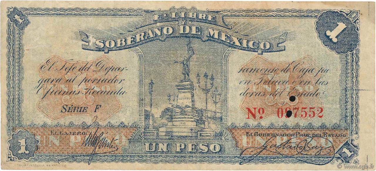 1 Peso MEXICO Toluca 1915 PS.0881 fSS