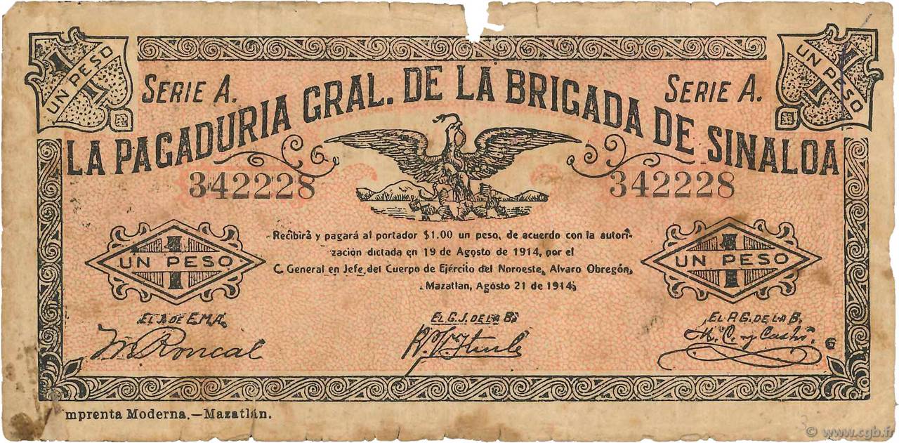 1 Peso MEXICO  1914 PS.1017 G