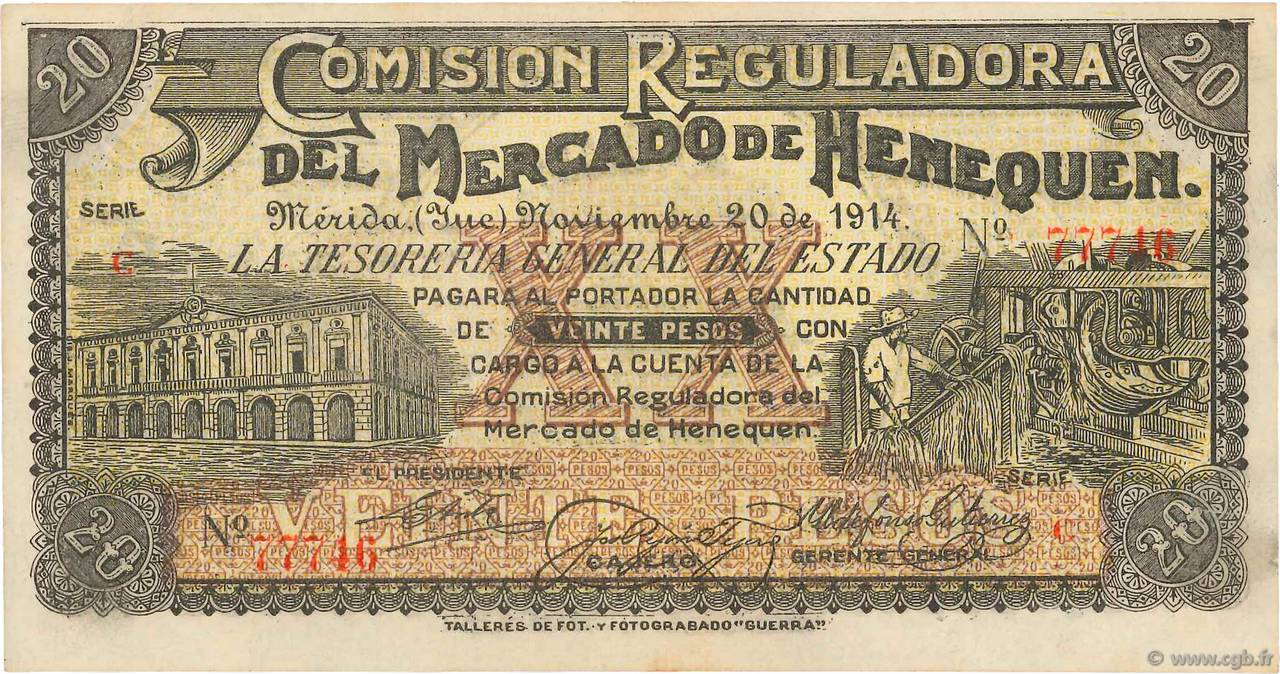 20 Pesos MEXICO Merida 1914 PS.1124a fST