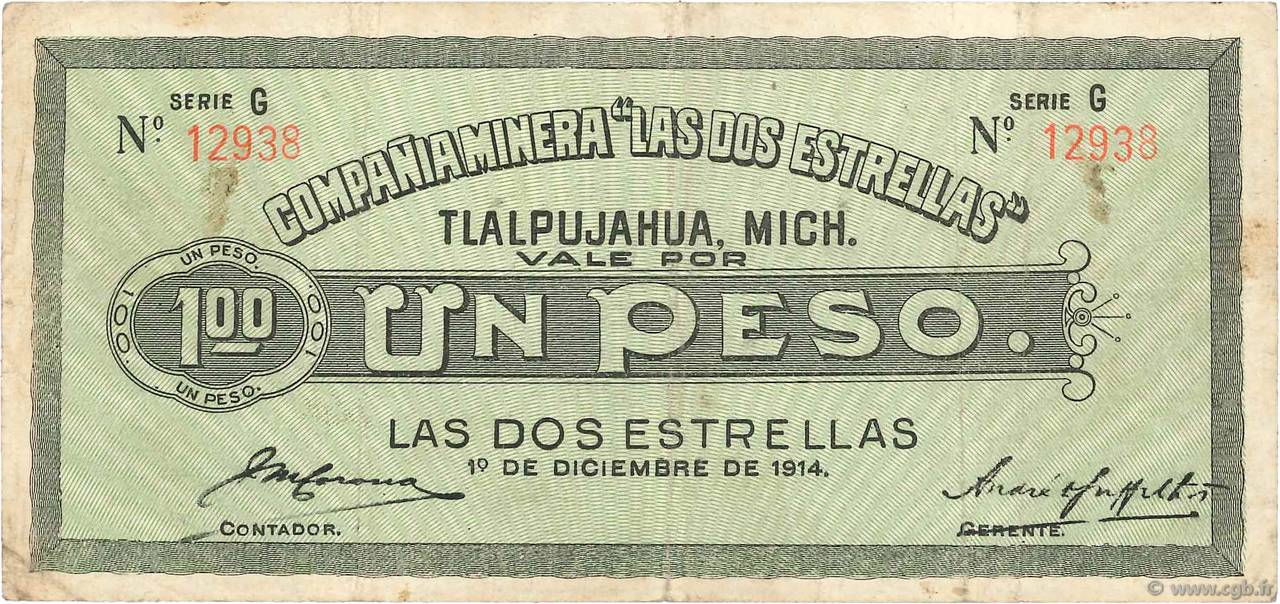 1 Peso MEXICO  1914 P.- VF