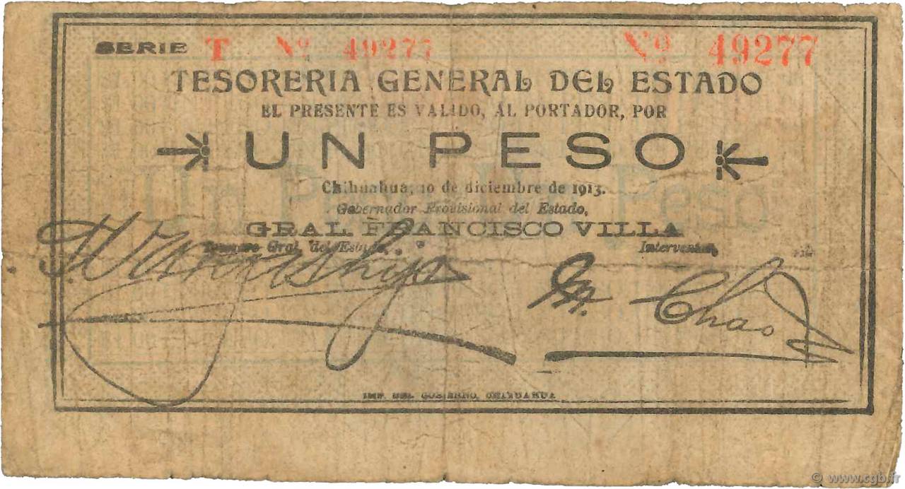 1 Peso MEXICO  1913 PS.0553b fSGE