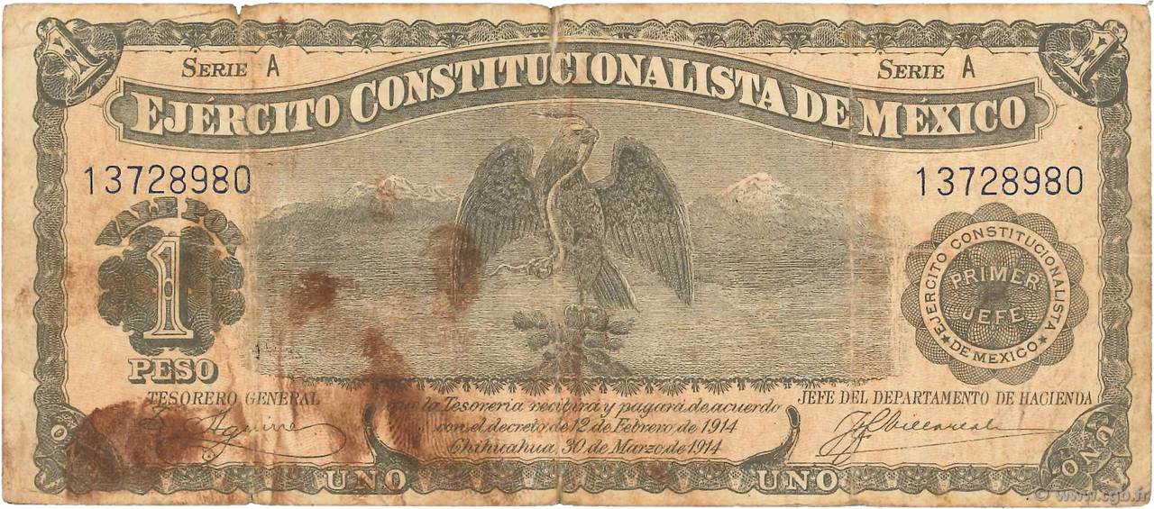 1 Peso MEXICO  1914 PS.0523a RC