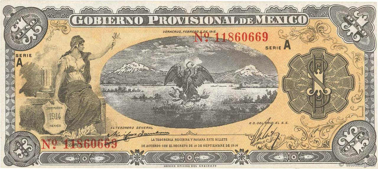 1 Peso MEXICO Veracruz 1915 PS.1101a SC+