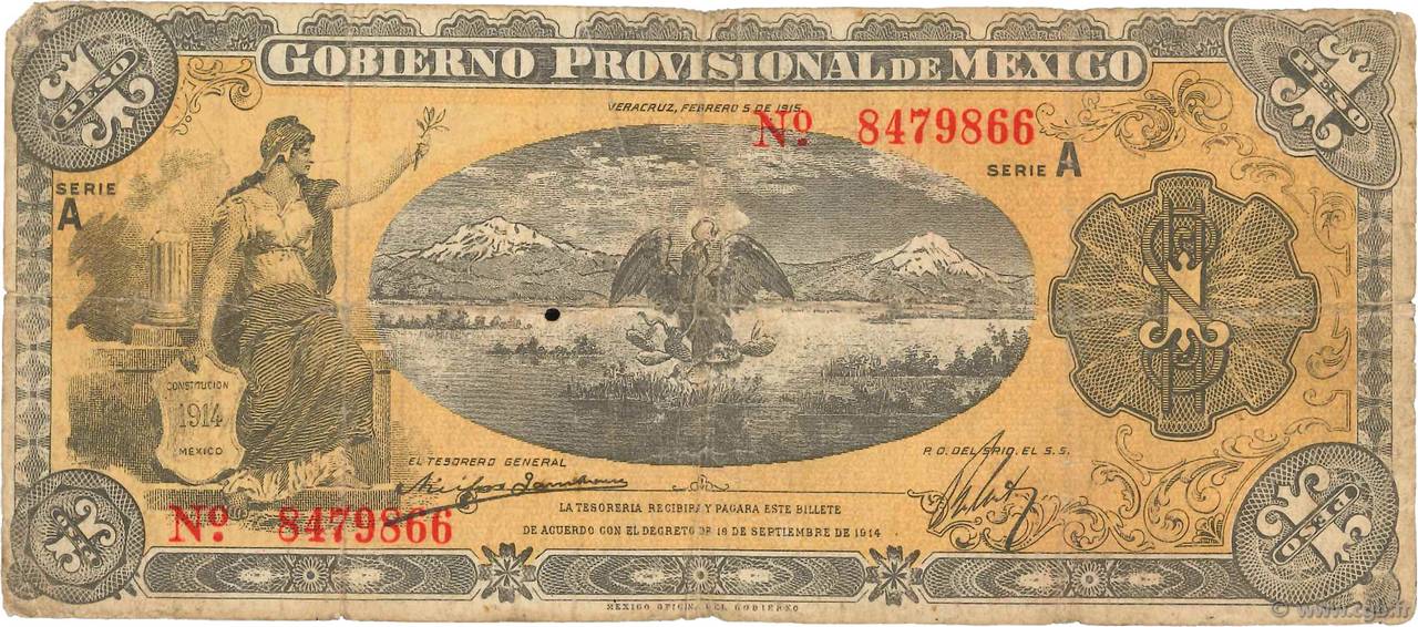 1 Peso MEXICO Veracruz 1915 PS.1101a SGE