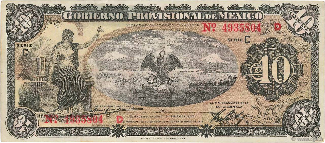 10 Pesos MEXICO Veracruz 1914 PS.1108a MBC
