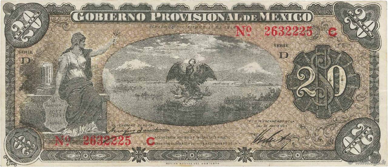 20 Pesos MEXICO Veracruz 1914 PS.1110b VF