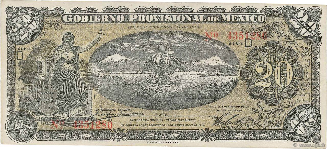 20 Pesos MEXICO Veracruz 1914 PS.1111a VF